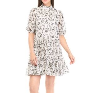 Maison Tara Women's Puff Sleeve Mock Neck Floral Dress. Size 4